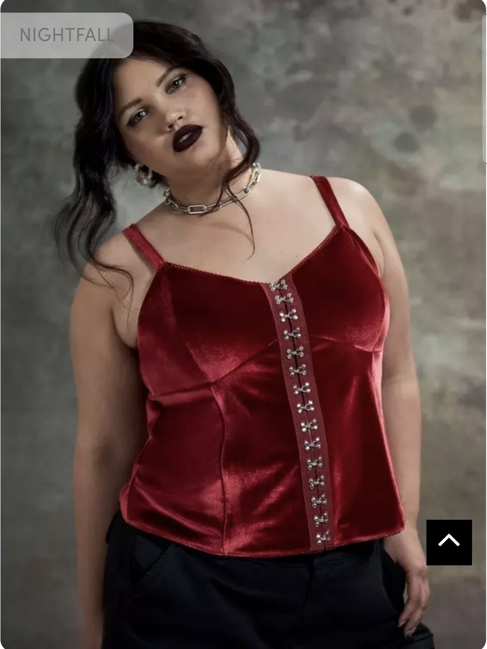 torrid Nightfall Deep Red Velvet Hook & Eye Cami